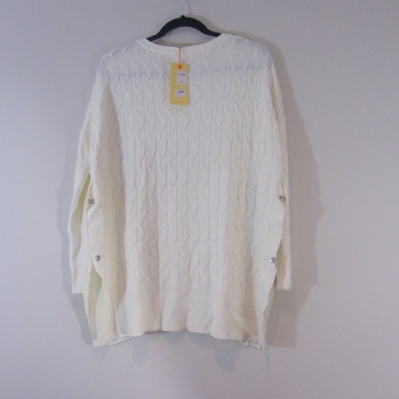 Knitted Cable Design Cream Coloured Poncho - Picture 2 of 2